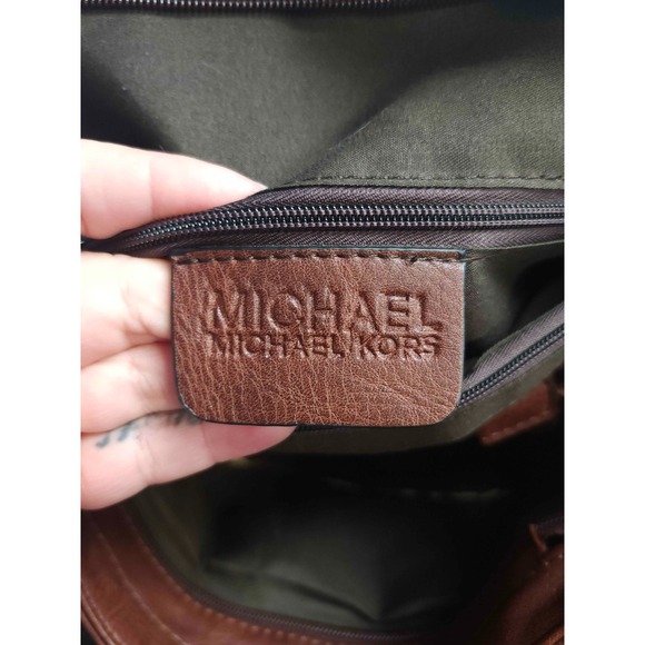 MICHAEL Michael Kors Shoulder Bag Brown Leather Lady Bug Patches Purse Casual - Picture 8 of 9